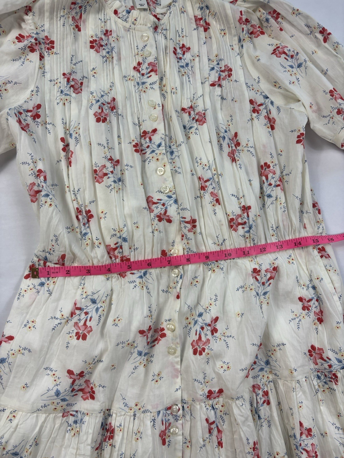 GAP x DÔEN Floral Pintuck Maxi Dress Cotton Prairie Pintuck Ruffle Cottagecore M