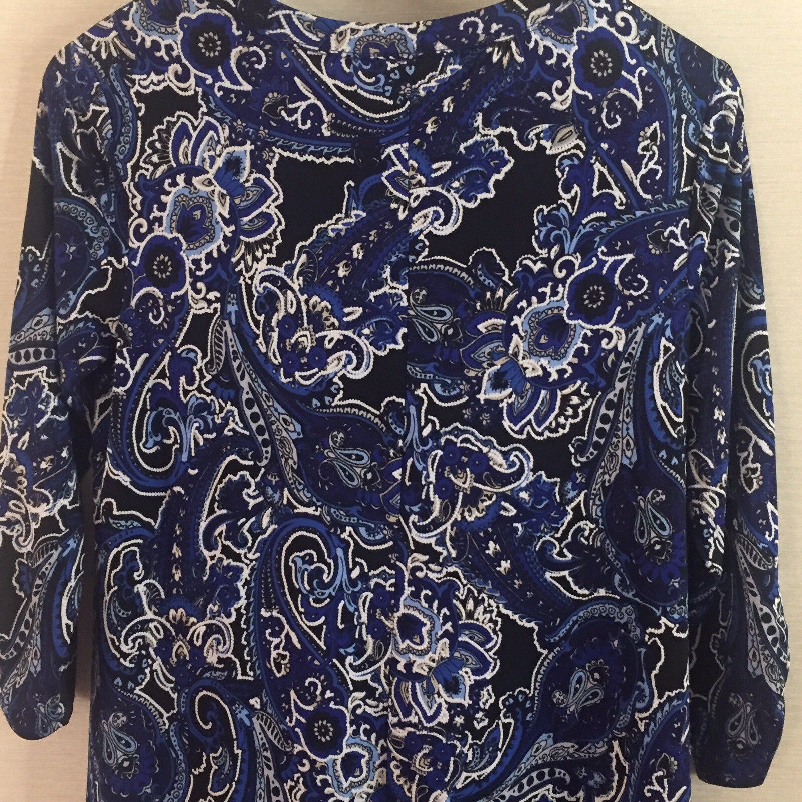 Alyx Womens Paisley Print Shift Dress Size S Blue 3/4 Sleeves Stretch Pockets
