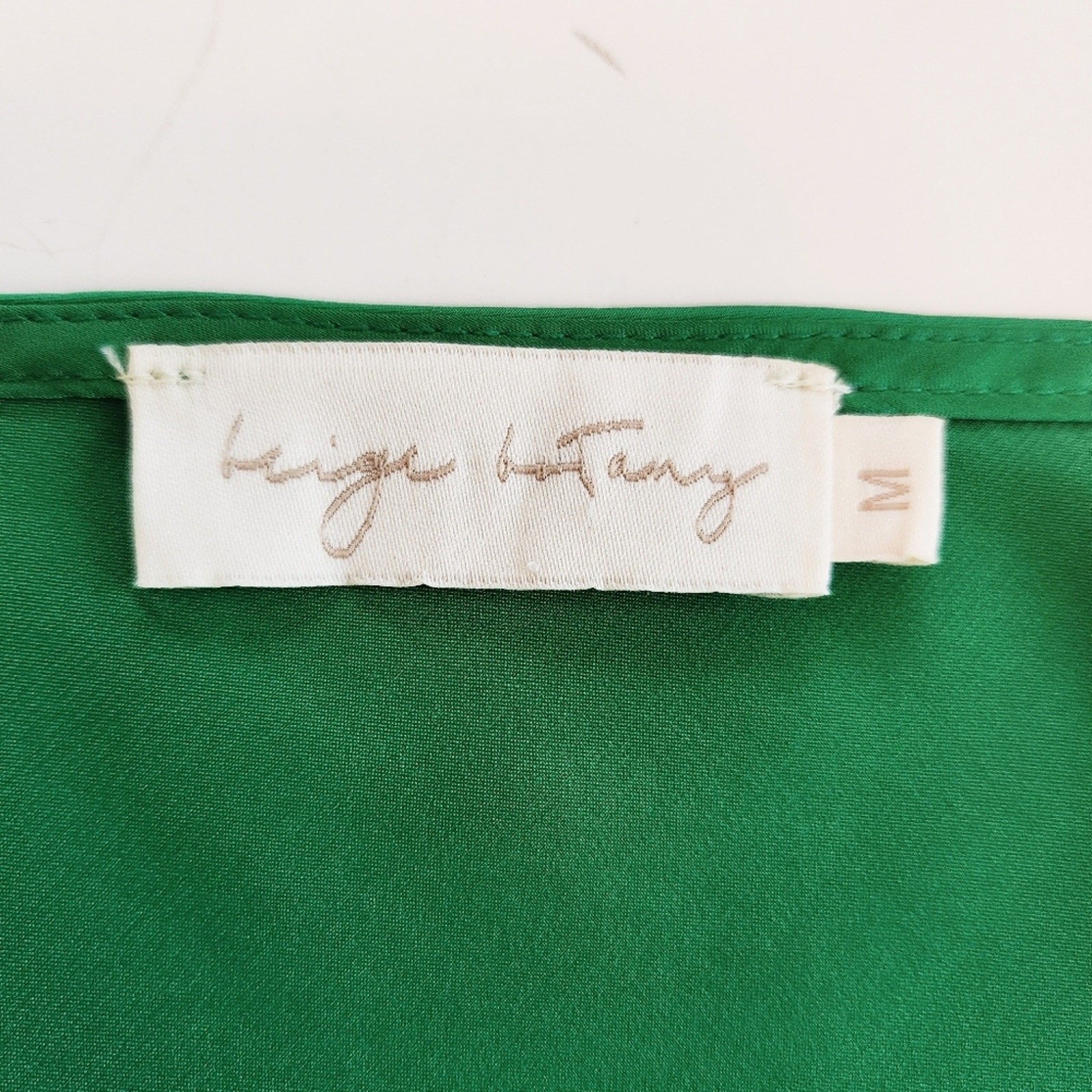 Beige Botany Green Satin Cocktail Party Bodycon Dress Side Cutout Size Medium