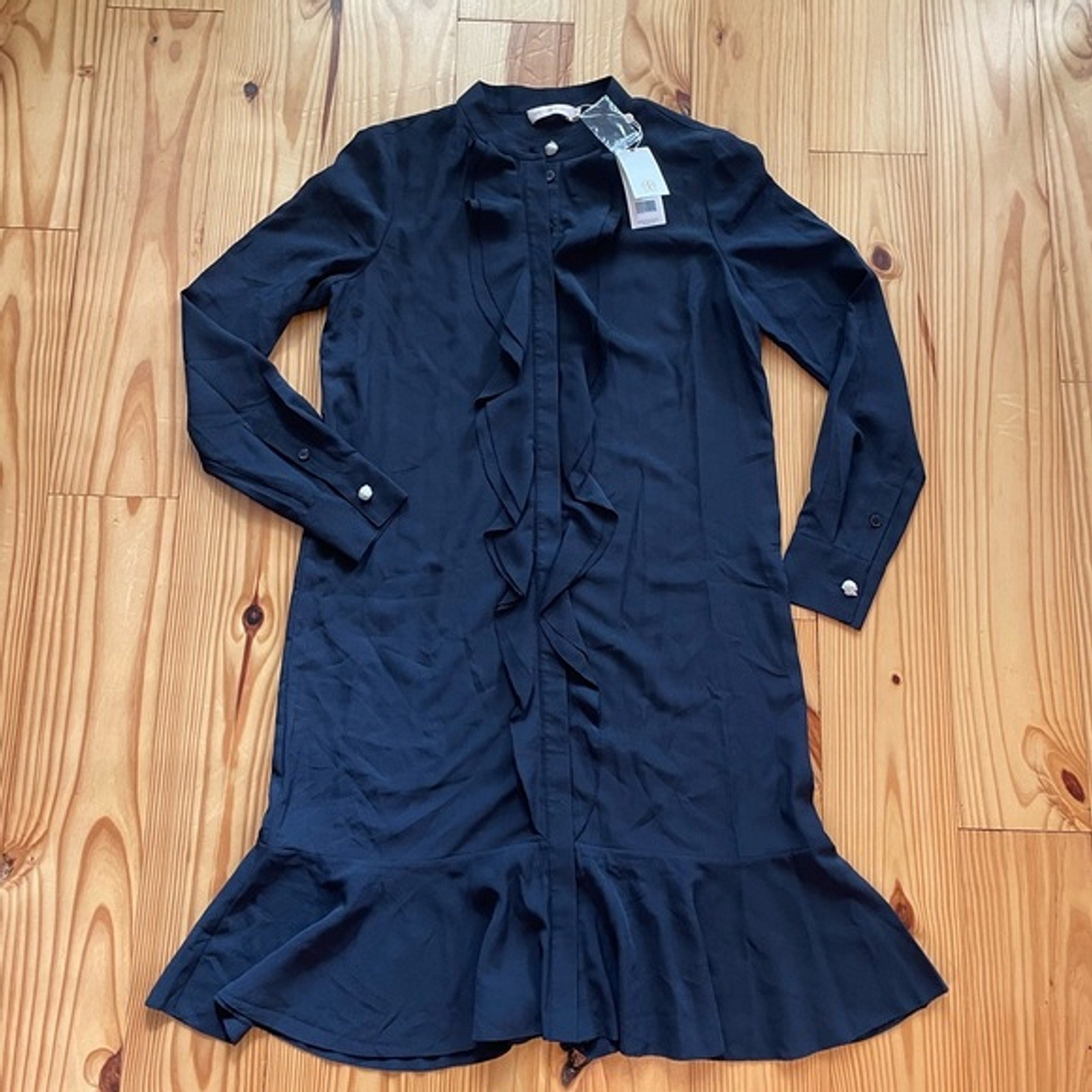Tory Burch Jane Navy Blue Ruffle Dress