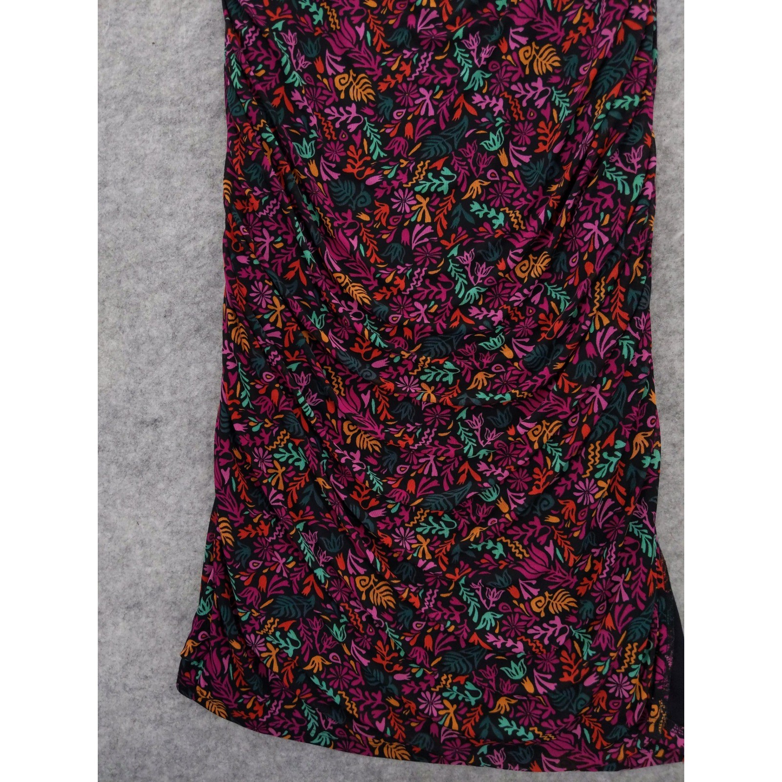 Ava & Viv Stretch Mesh Bodycon Midi Dress 4X Black Floral Ruched Strappy
