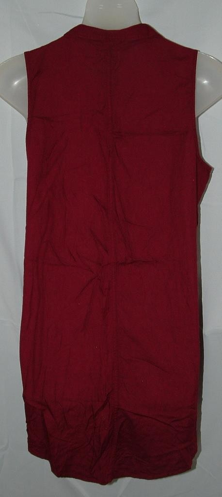 Burgundy Sz Large Sleeveless Soft Comfy Knee Length Rounded Hem Shirt Dress SO