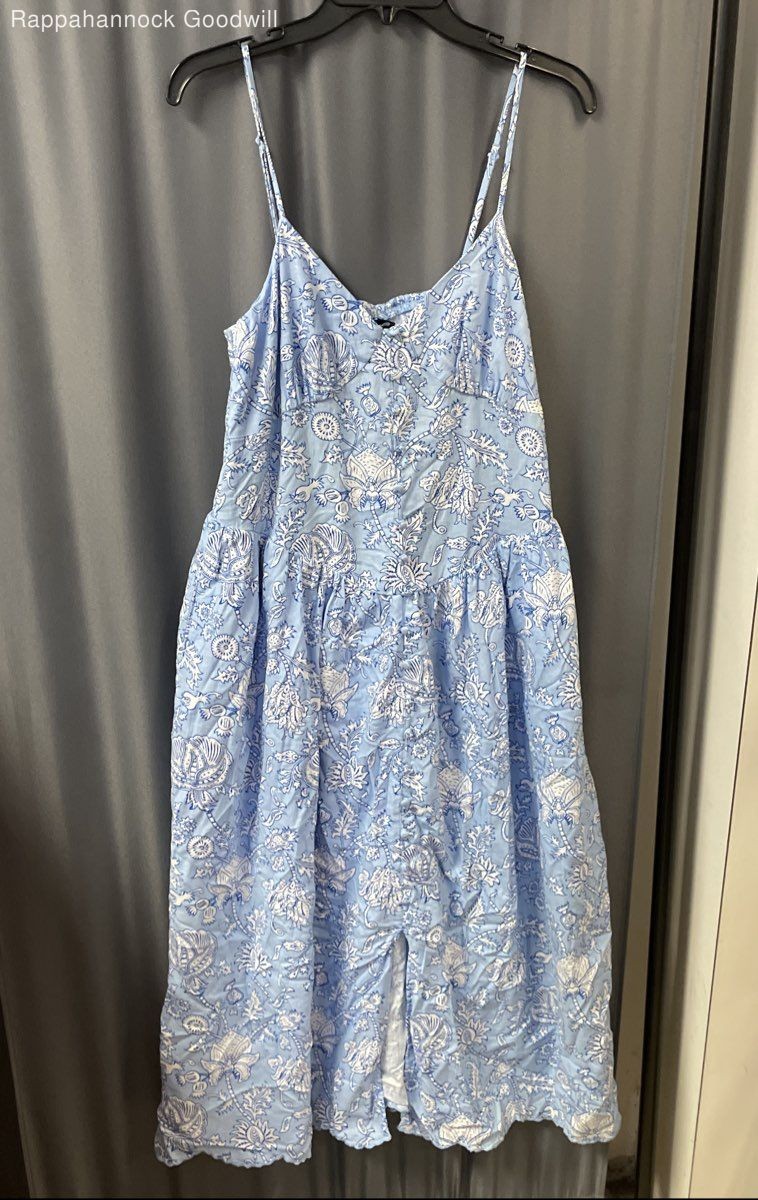 Roller Rabbit Women’s Blue White Floral Pattern Button Down Strappy Dress Sz M