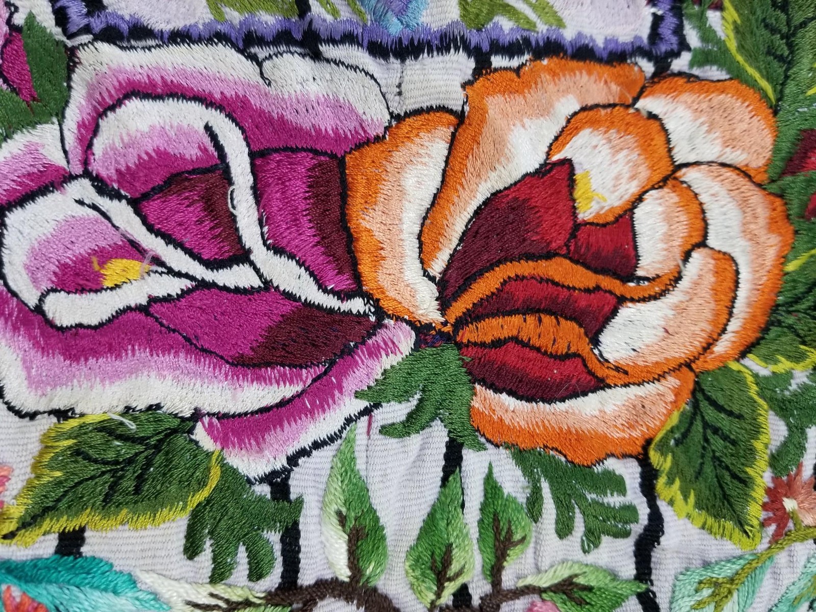 Vintage Traditional Guatemalan Handwoven Embroidered Huipil Panel 72x71cms