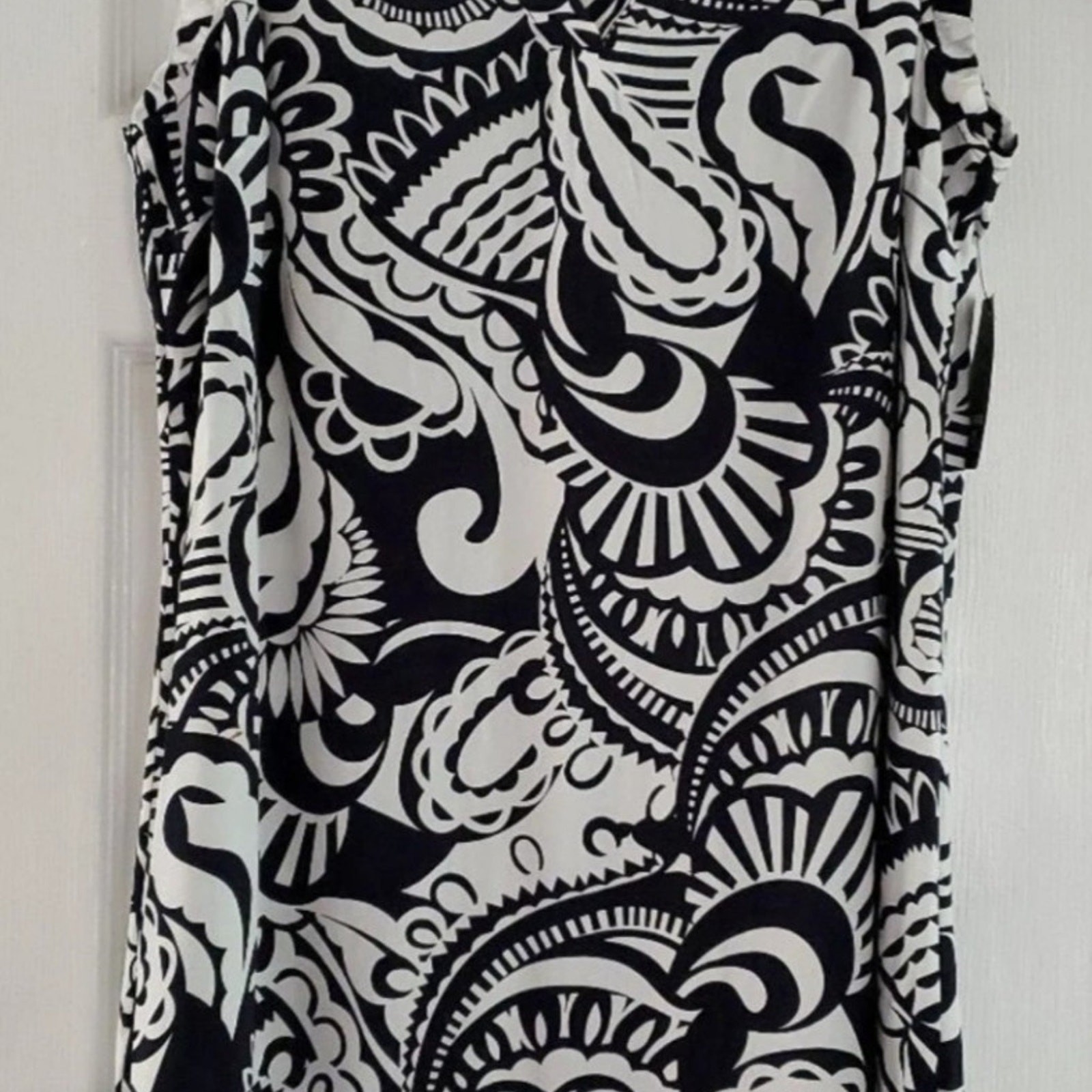 Crown & Ivy Navy White Print Sleeveless Dress NWT Women’s Small Lined 35”