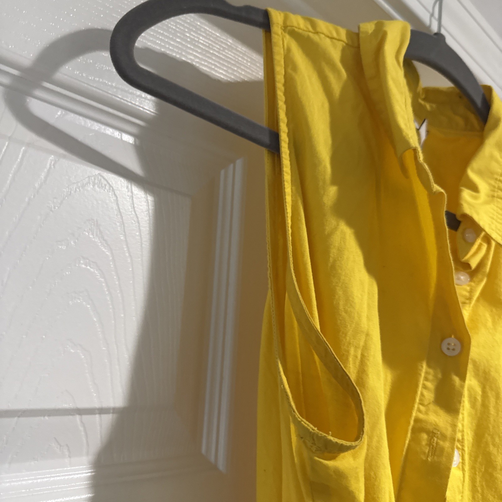 Coastal J.Crew Sleeveless Button Front Belted Shirt Dress Bright Yellow Size 12