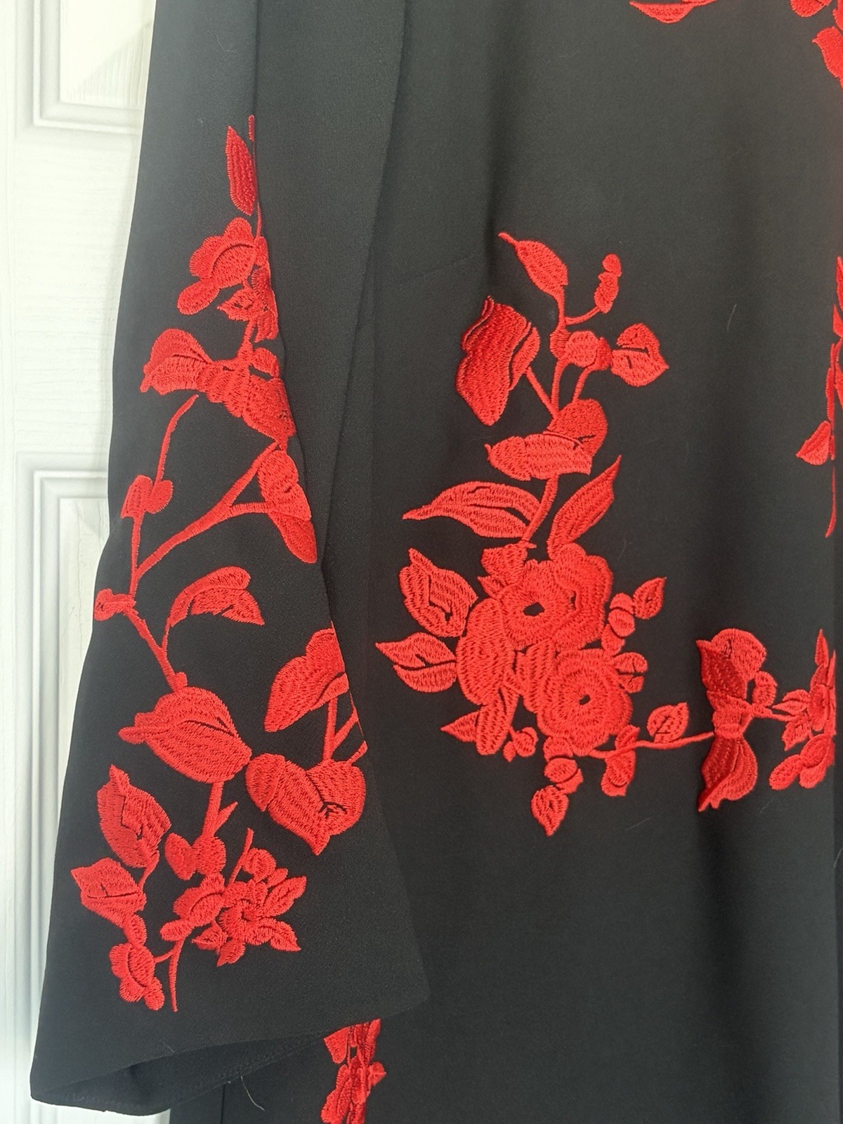 HOBBS LONDON Black And Red Embroidered Dress Size US 6 UK 10