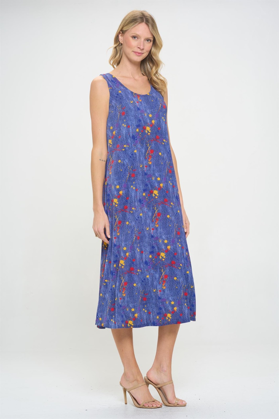 Jostar, Travel Knit Dress, long A-Line, Tank, Stretchy NO-IRON poly/span. 006