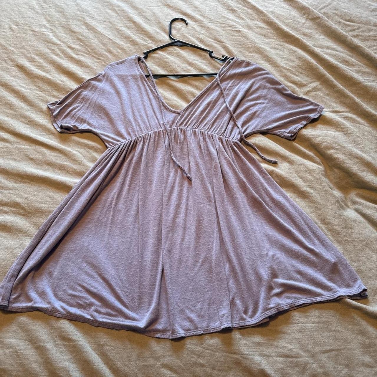 Olivia Rae Lavender Short Sleeve Dress with V-Neck and Tie Detail