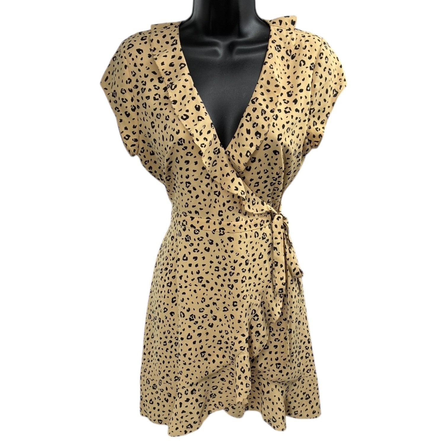 Sunday Best Leopard Print True Wrap Mini Dress Size 2 Adjustable Fit