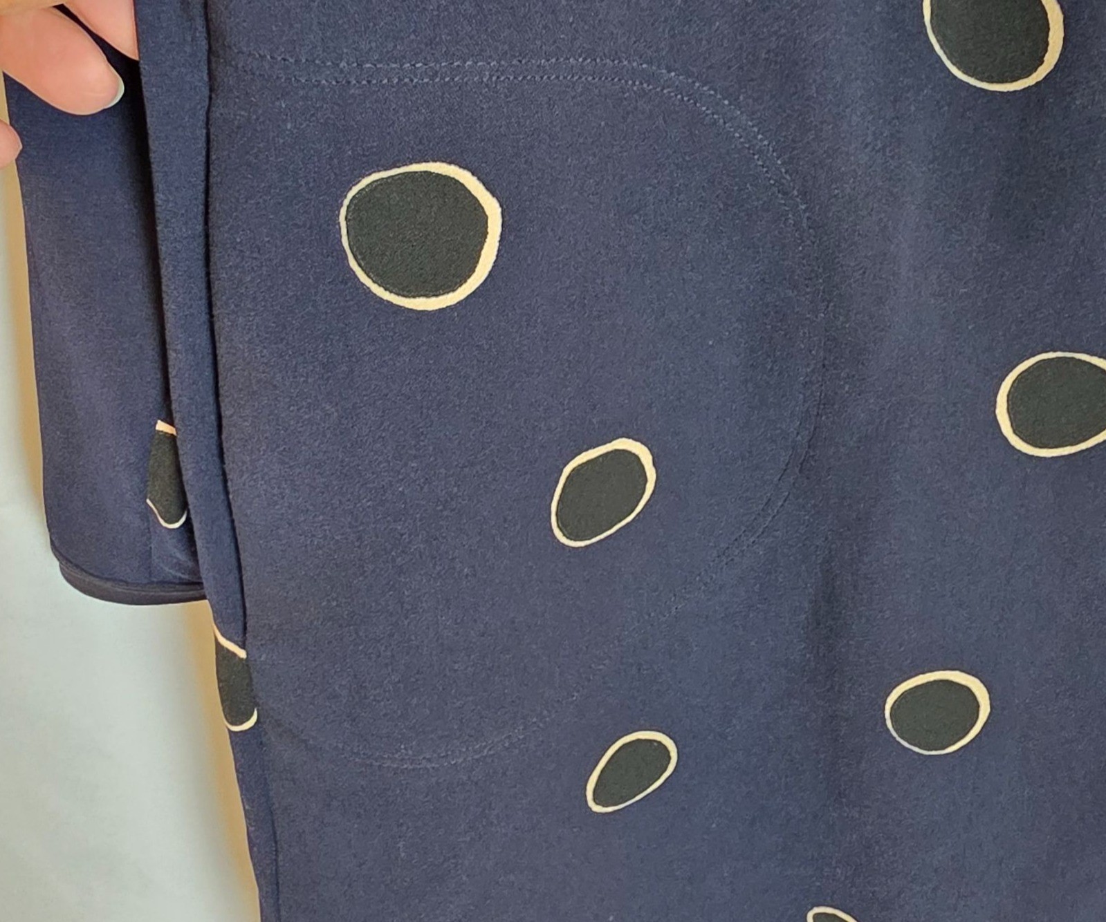 Boden Navy Polka Dot Shift Dress High Neck Long Sleeve Women Size 12R Career