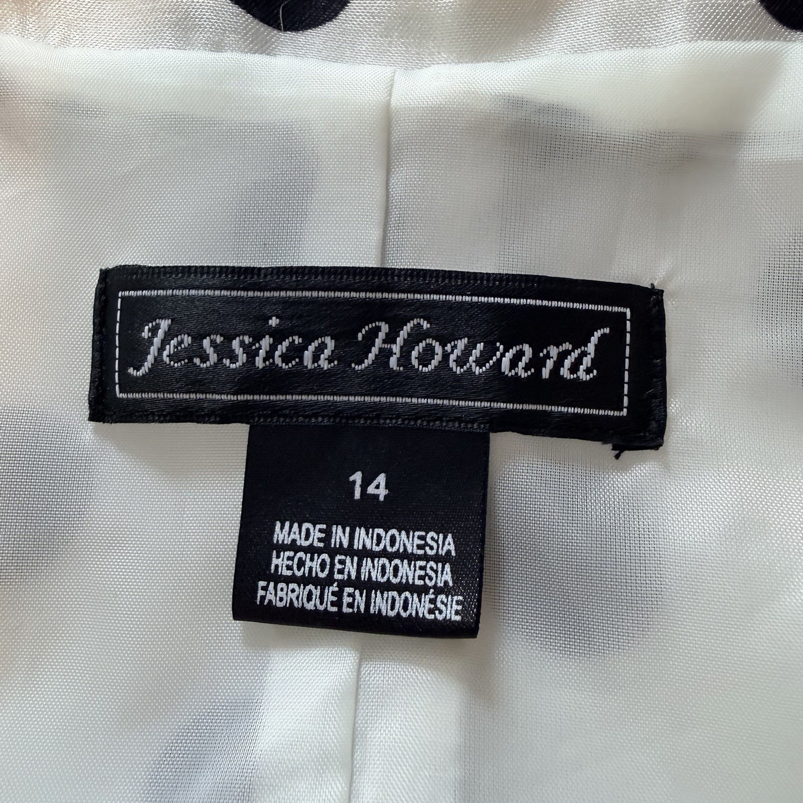 NWOT JESSICA HOWARD White Black Polka Dot Sleeveless belted Fit & Flare Dress 14