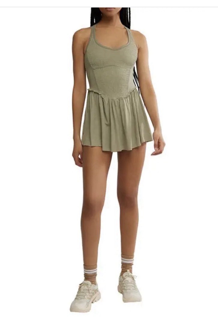 Free People / FP Movement Smockin Hot Dress Army Green XS New
