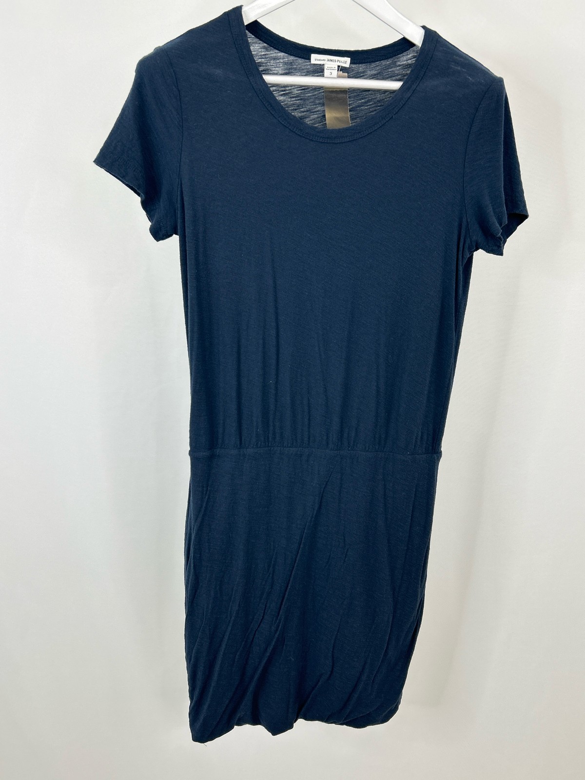 STANDARD JAMES PERSE T-Shirt Dress Cotton Blend Size L Stretch Navy Women Dress