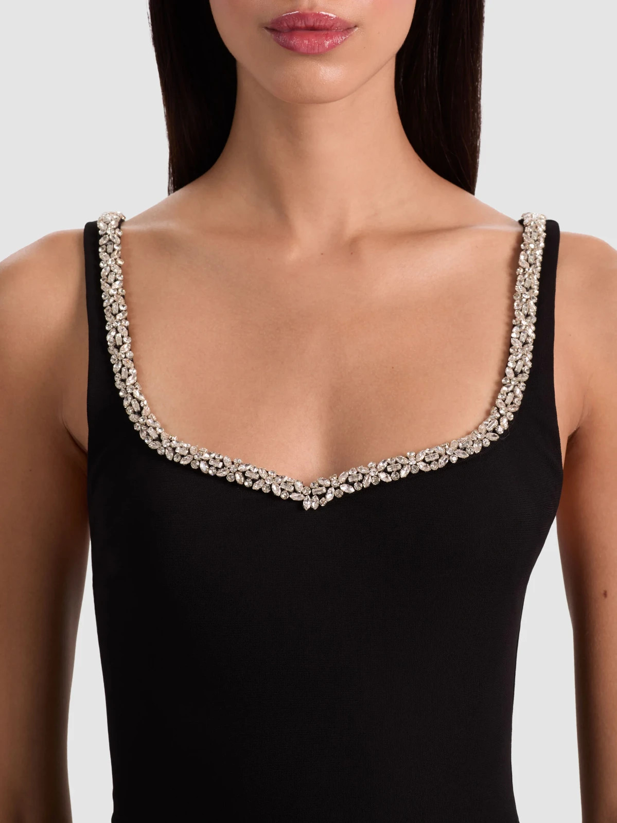 ALICE & OLIVIA(10) EVE EMBELLISHED TRIM SWEETHEART BLACK MINI DRESS NWTMSRP$495