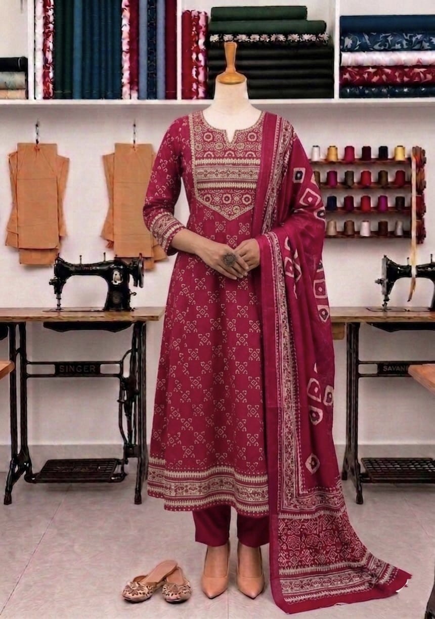 Boho Ethnic wear Women’s Anarkali cotton Kurta Set, Festival Dresses
