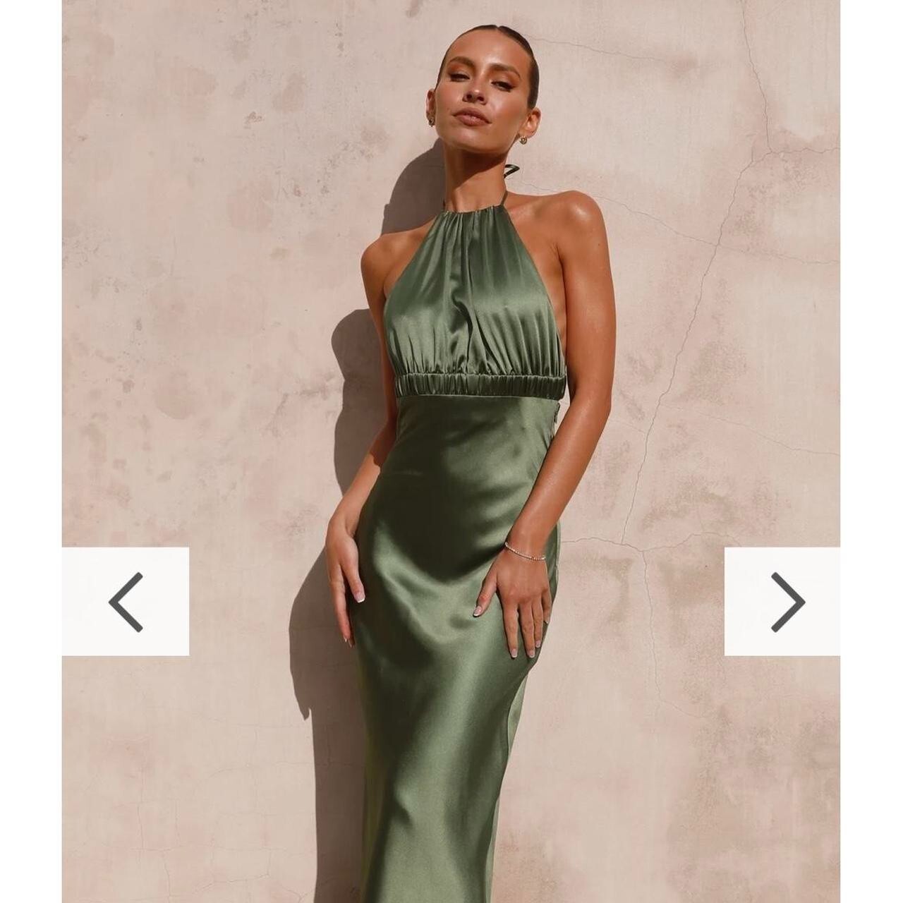 Billy J Soko Green Satin Halter Maxi Dress 16 NWT Backless Formal Wedding Party