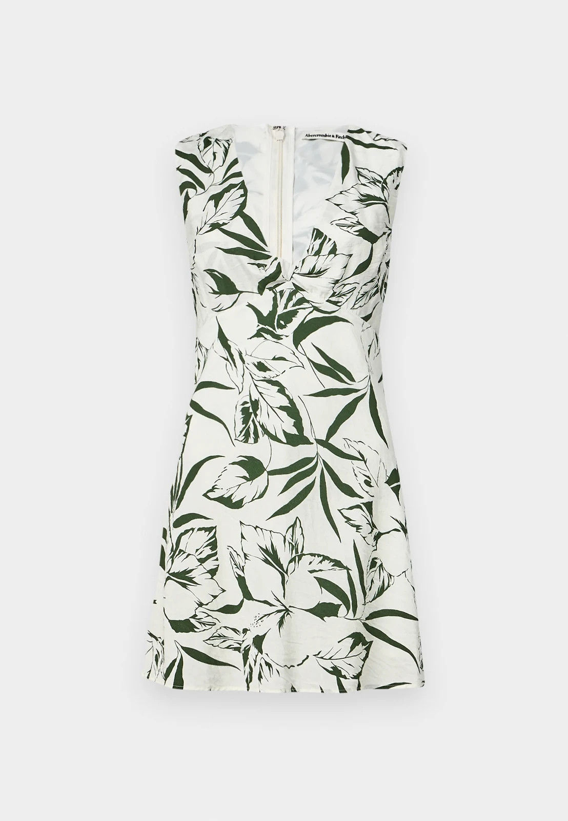 Abercrombie & Fitch Twist Front Mini Dress – White & Green Floral Print – Size L