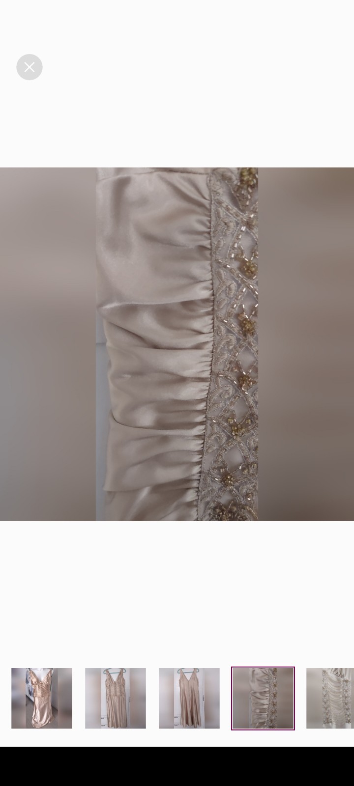 Jessica McClintock Vtg Beaded sz 12 8-10? Blush Gold Satin Dress Maxi Stunning
