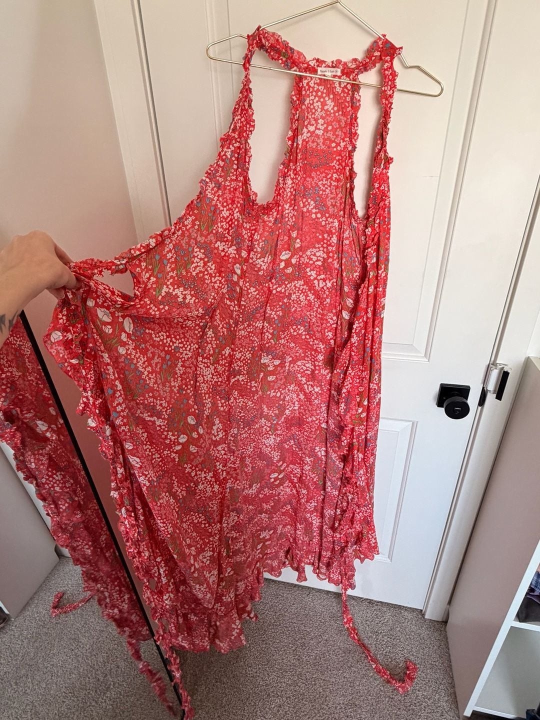 Poupette St Barth Floral Print Maxi Wrap Dress with Ruffle Trim