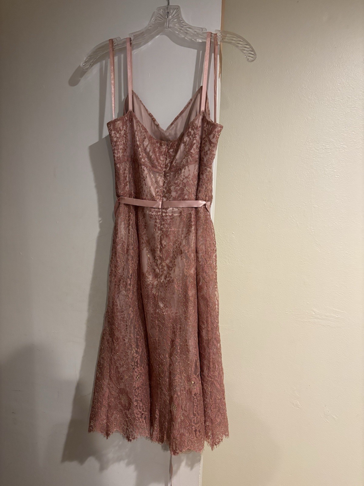 Ann Taylor Women’s pink/Gold Metallic Lace Ribbon Straps/belt Size 4