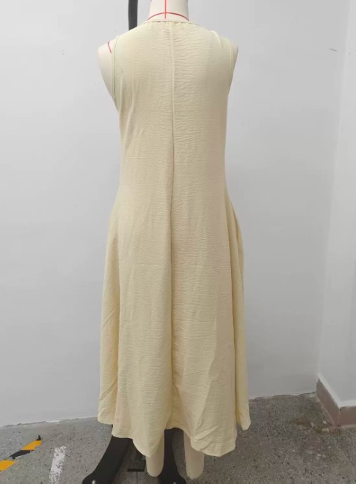 Women Sleeveless High Low Hem Loose Vacation Swing Sundress