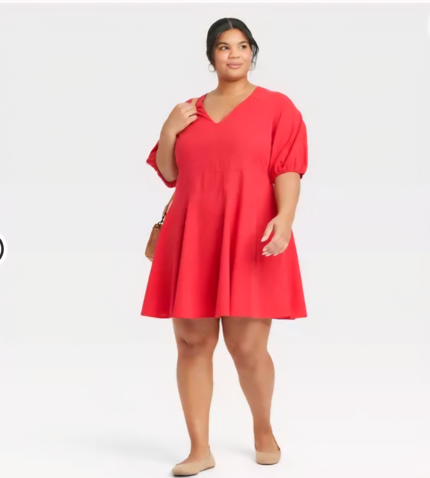 Womens Bell Elbow Sleeve Mini A-Line Sundress Universal Thread Red 1X Cruise