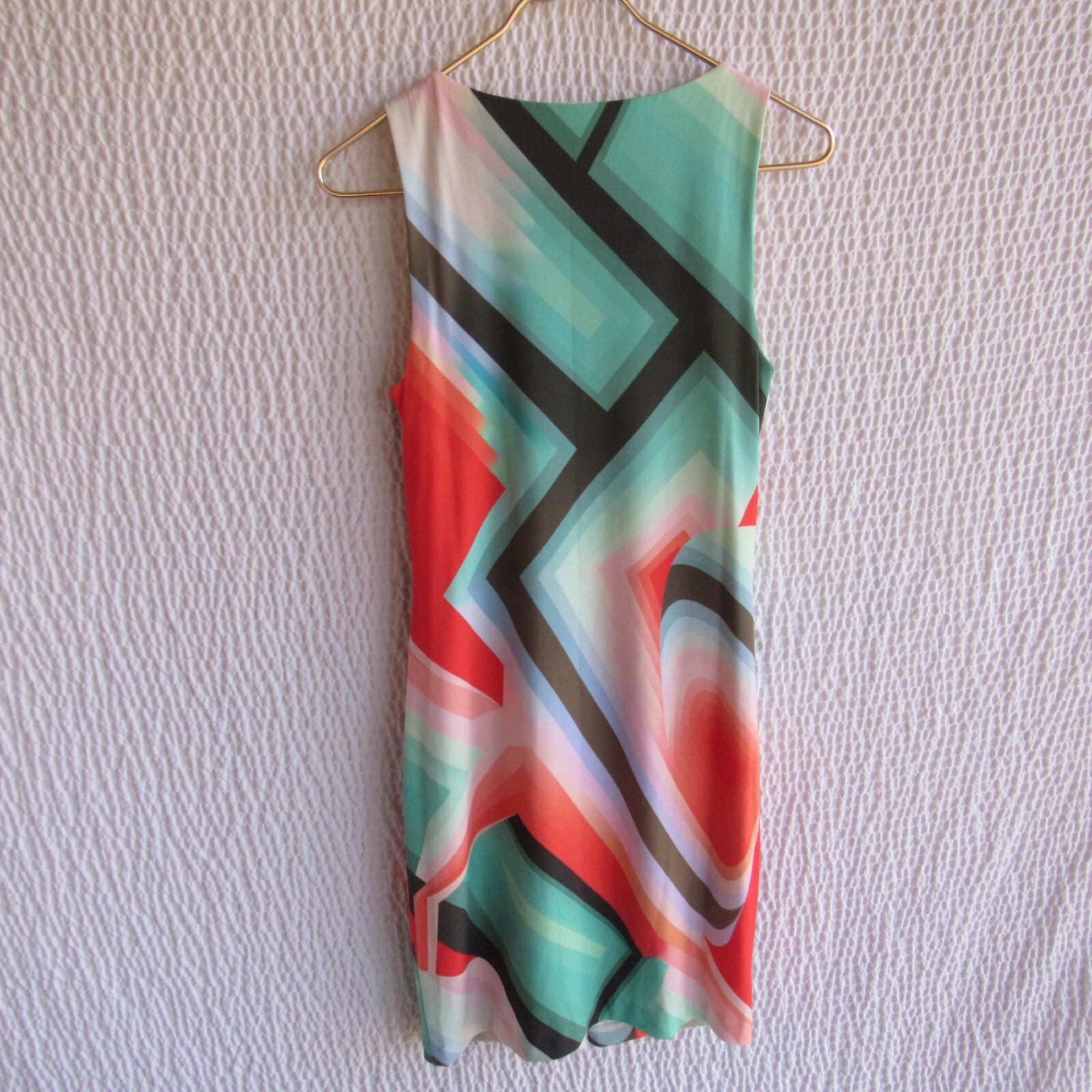 Trina Turk Dress Colorful Dress 6 Packable Ombe Graphic Pink Coral Green Tank