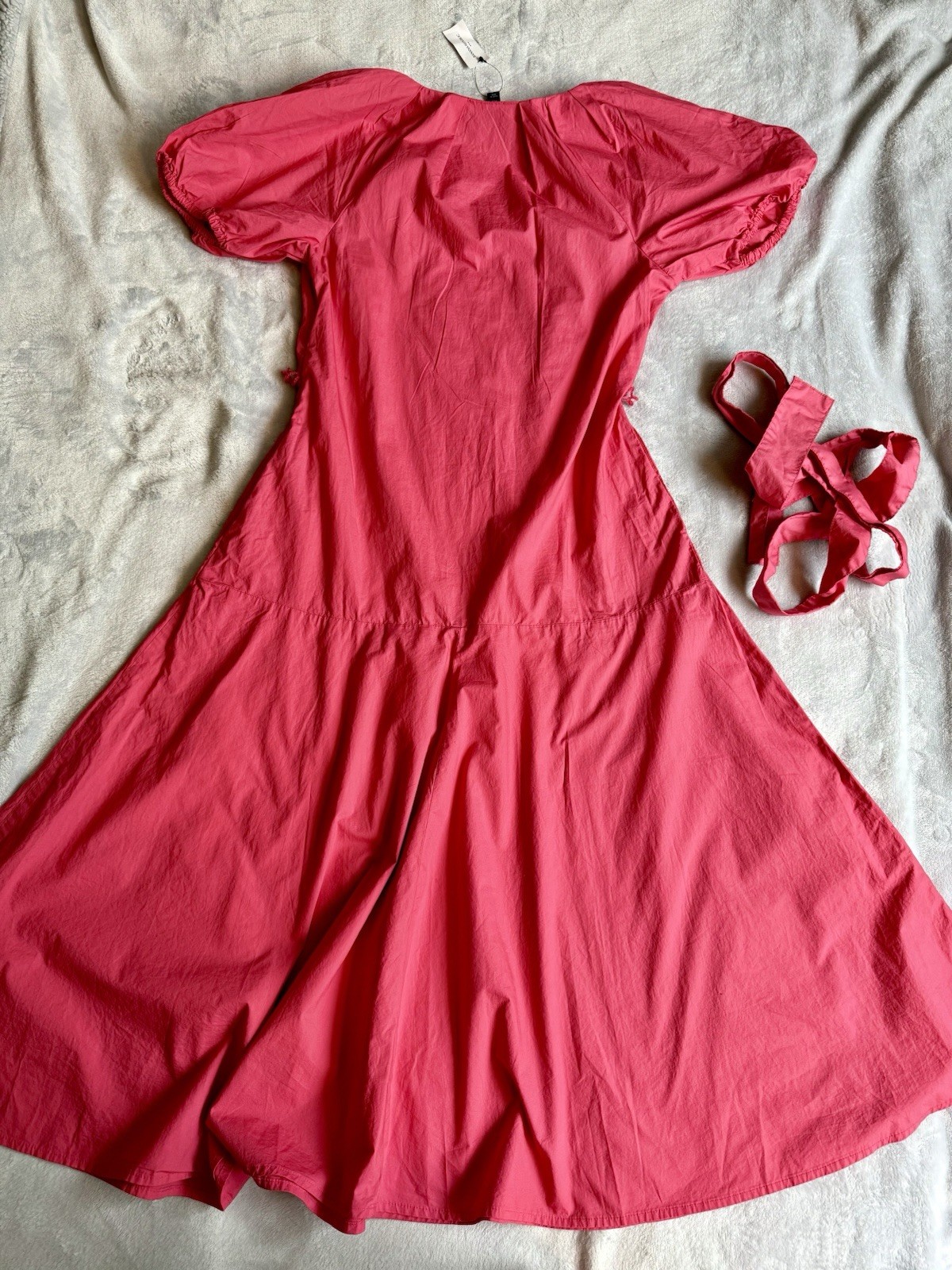 Banana Republic Puff Sleeve Pink Poplin Midi Dress Size XS NWT RT$150