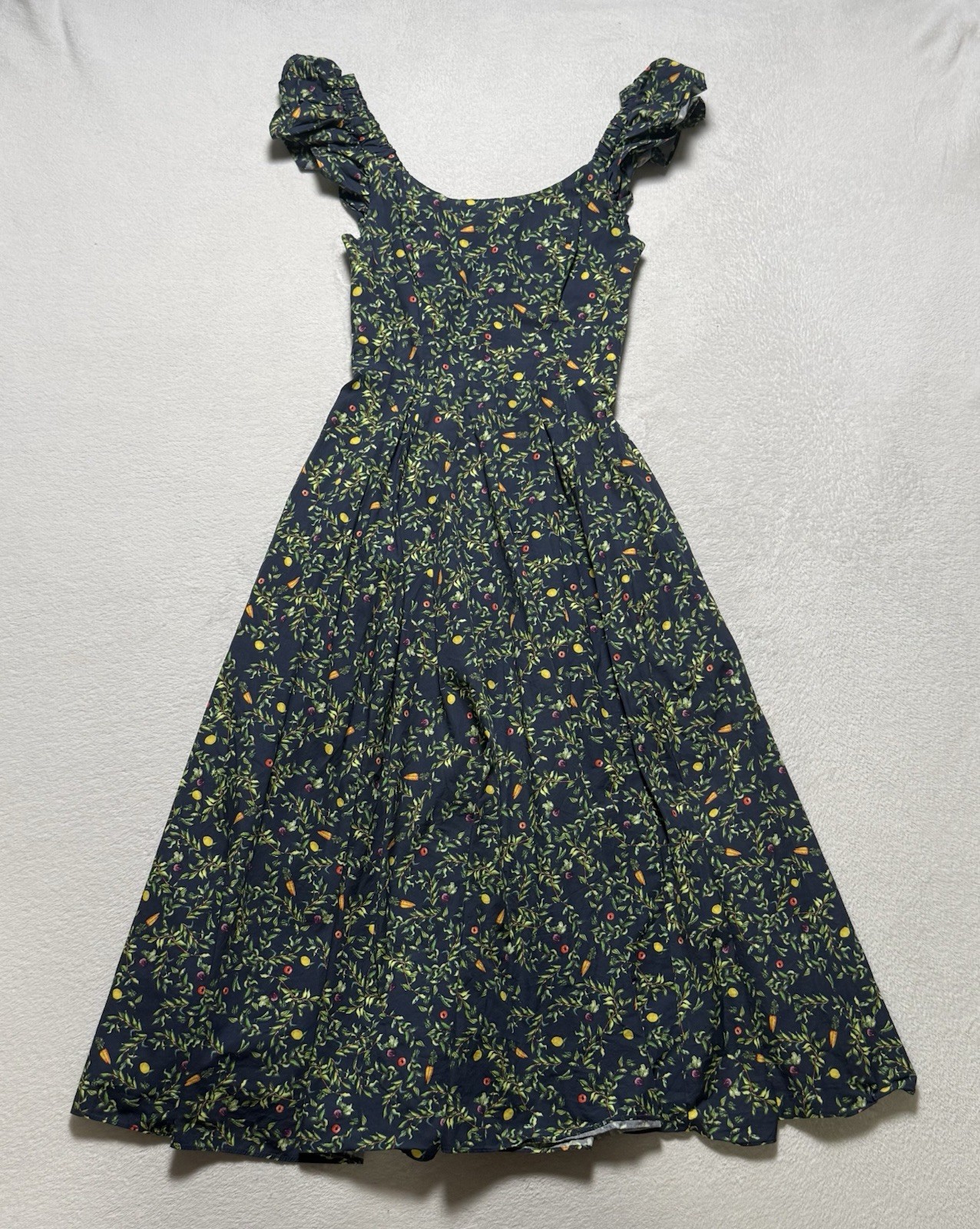 Hill House The Daphne Dress Midnight Garden Women’s XS Midi Navy Blue Botanical