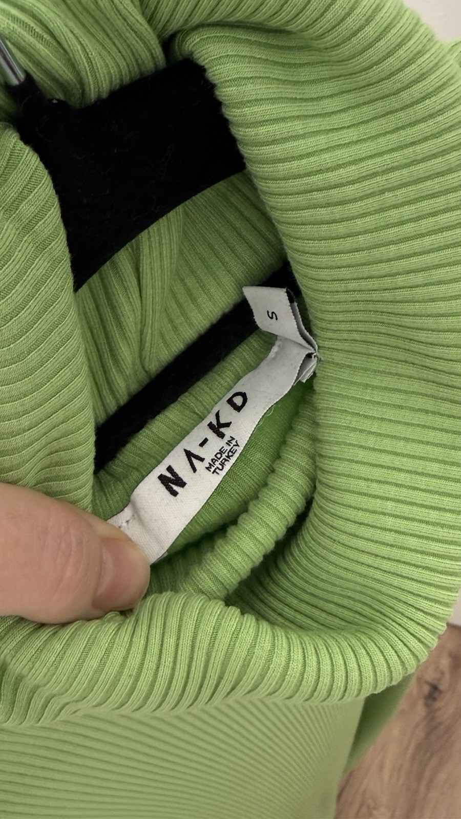 NA-KD Green Ribbed Maxi Dress High Neck Sleeveless Bodycon Floor Length S