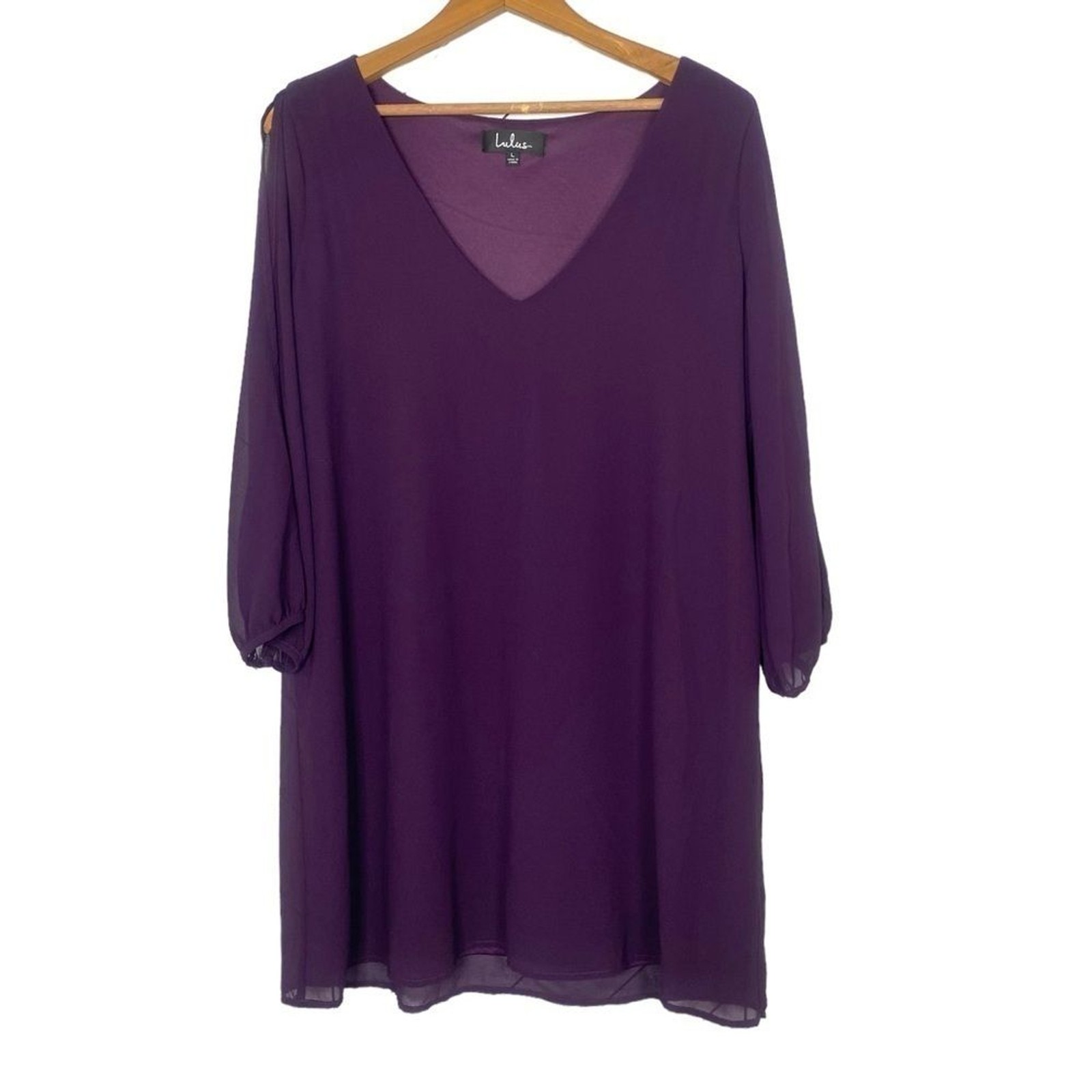 Lulus Purple Shift Dress with Split Sleeves – Size Large