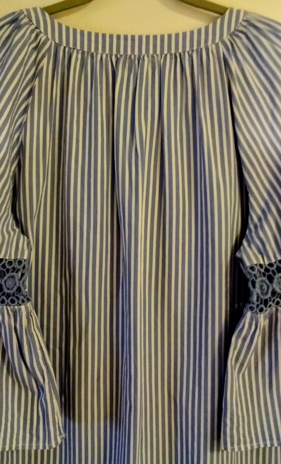 Crown & Ivy 1X Curvy Line Coastal Boho, Striped Split Neck Shift Tunic 👗 Dress