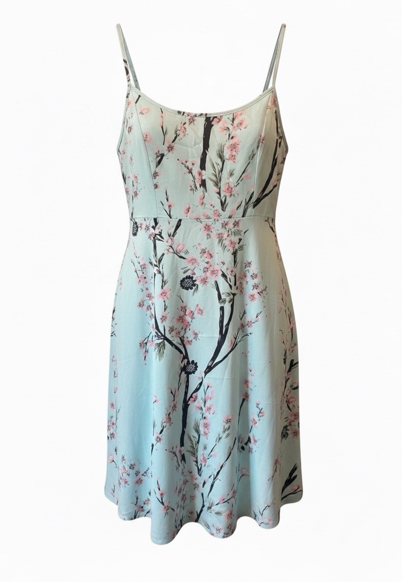 DRESSFO Women Floral Sundress Set Cottagecore CrossTwist Cami Dress and Tie Crop