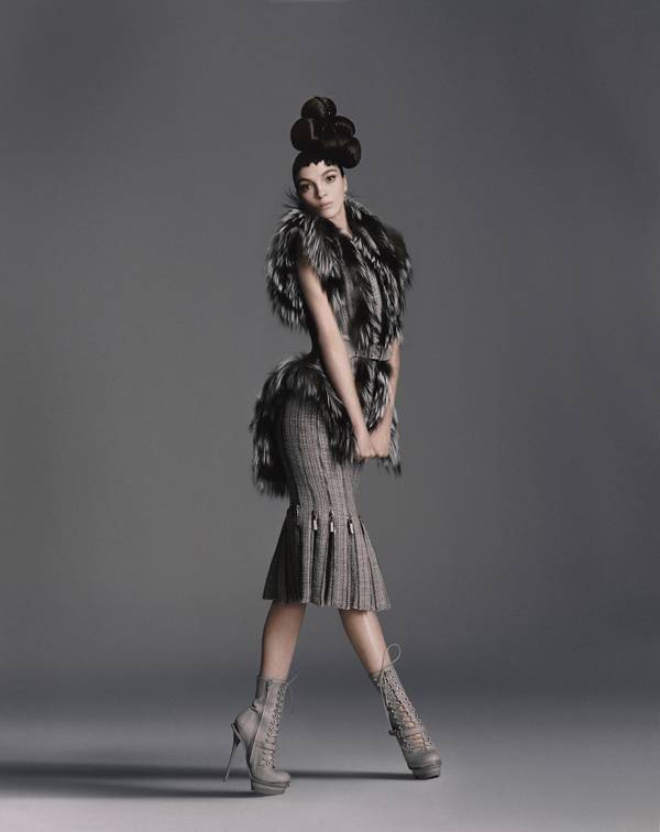Alexander McQueen Runway Grey Fur Suit Jacket & Skirt To-Die-For $33,000 38/42 !
