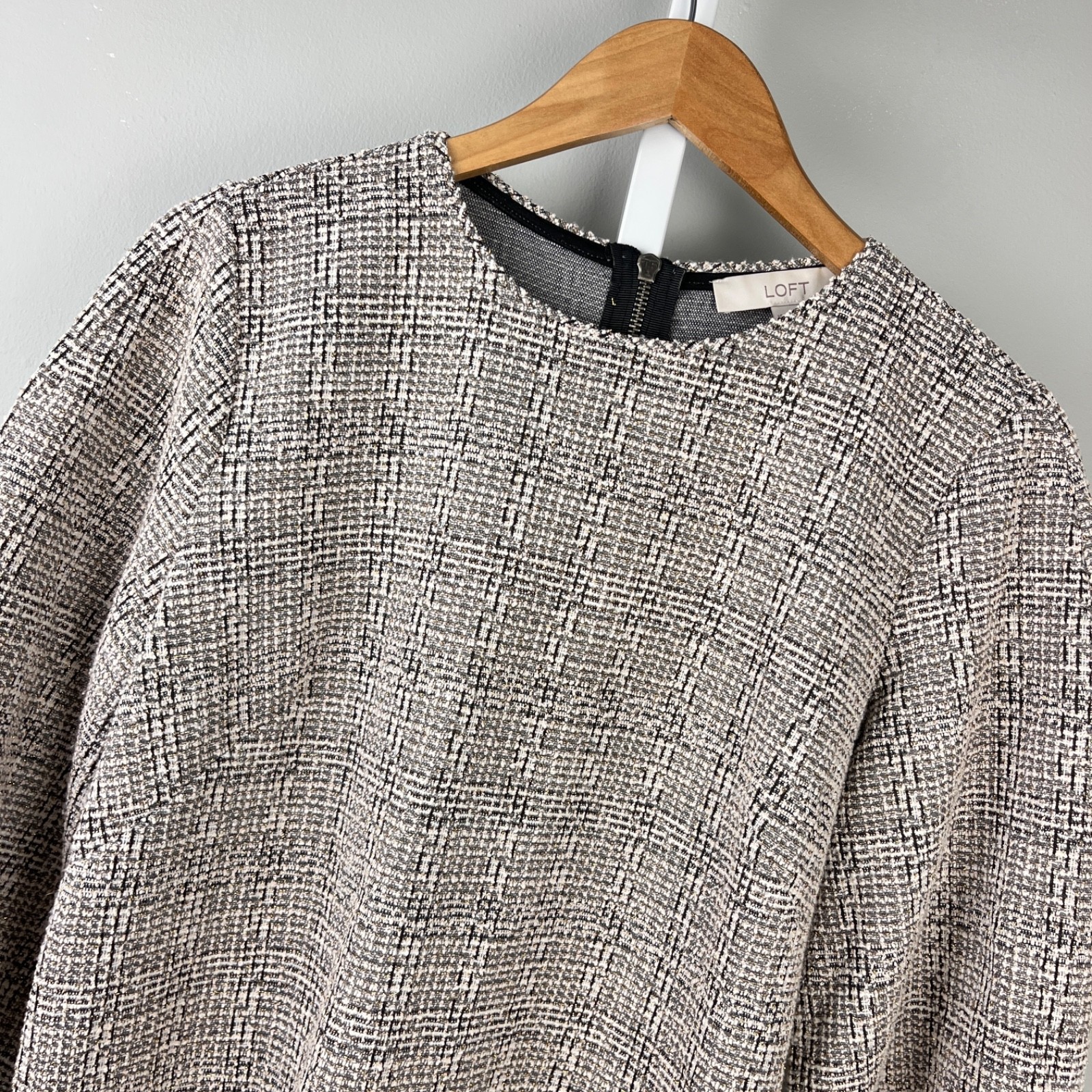 Ann Taylor LOFT Tweed Shift Dress Womens 10 Preppy Classic Academia
