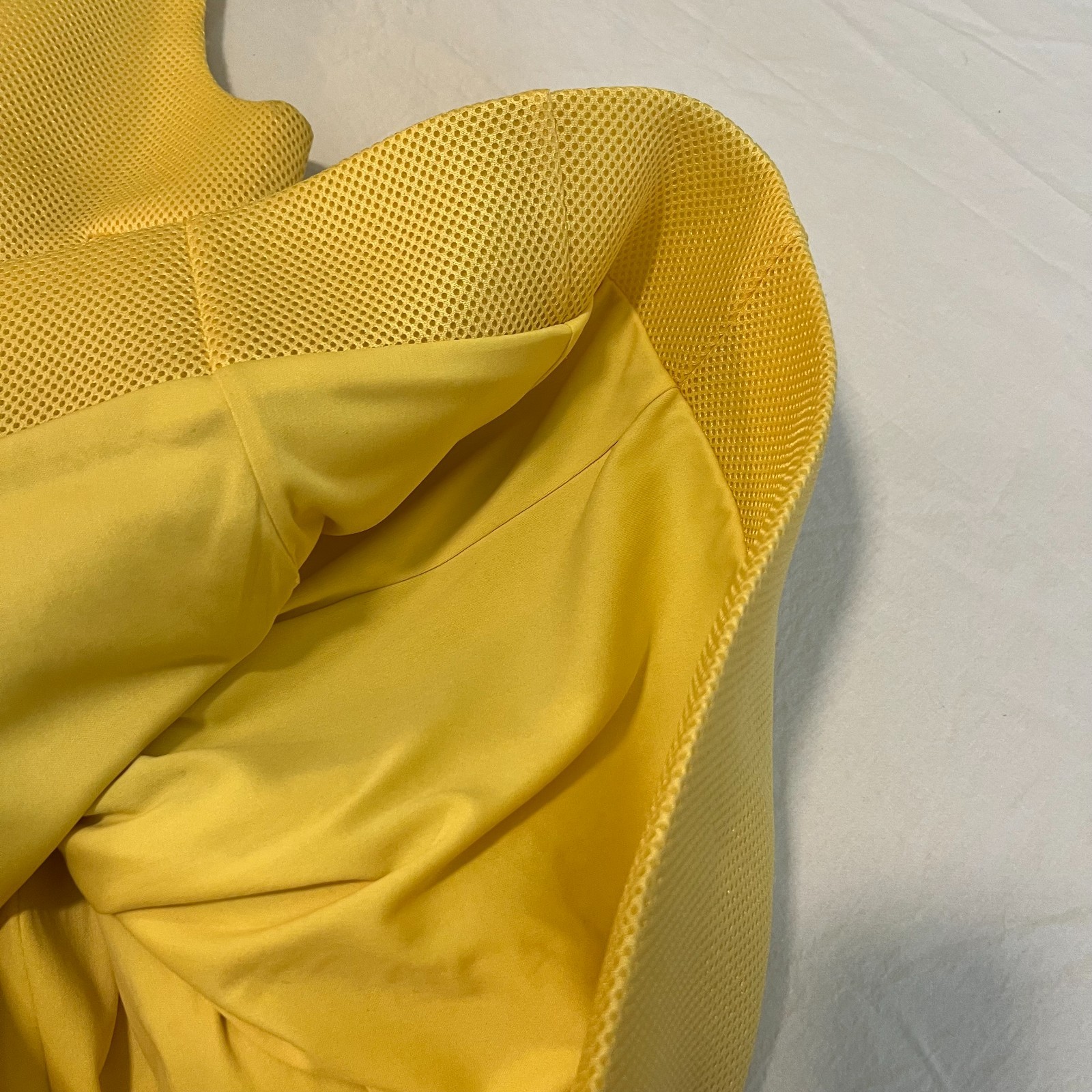 Calvin Klein Yellow Honeycomb Texture Sheath Pique Dress Sleeveless Pleated Sz S