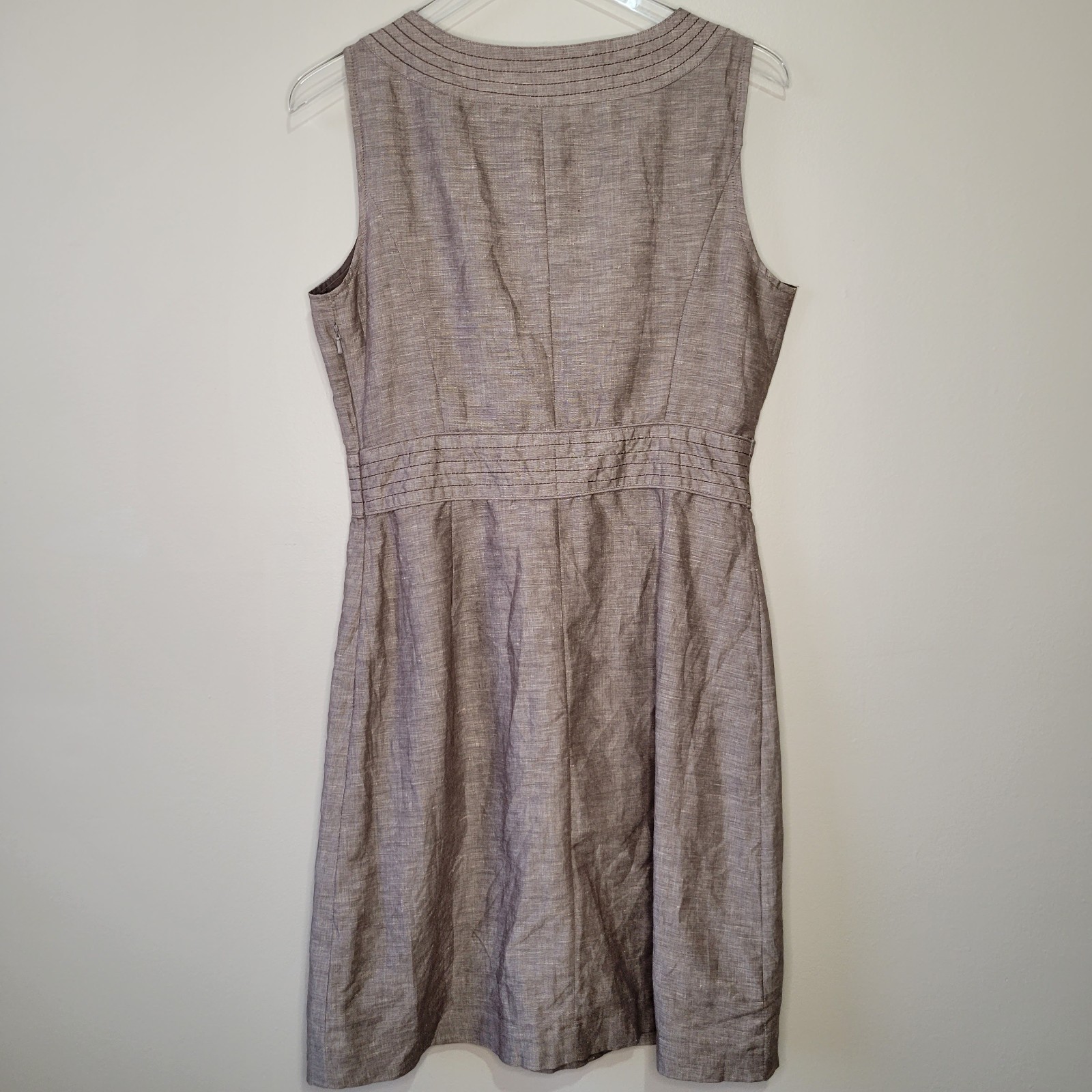 Willi Smith Sleeveless A-line Brown Dress Size 8 Women Business Linen Blend