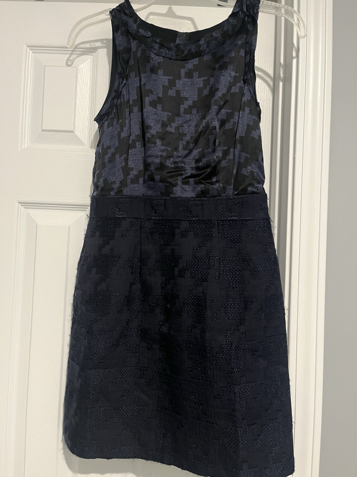 Banana Republic Mad Men Houndstooth Dress Sleeveless 0 Career Blue