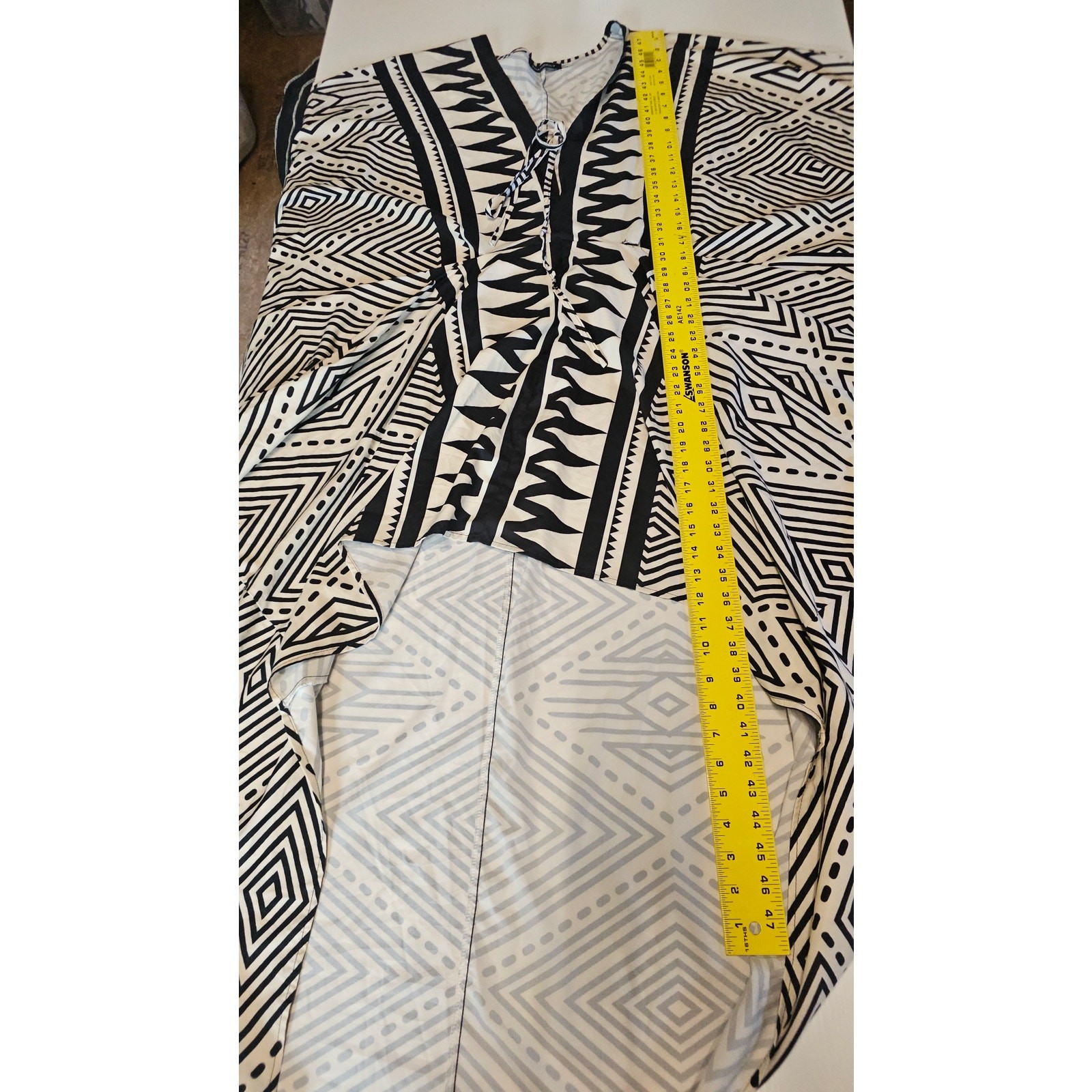 Koandaily Vacation Resort Long Sleeve Elegant Ethnic Batwing Tunic mumu Dress XL