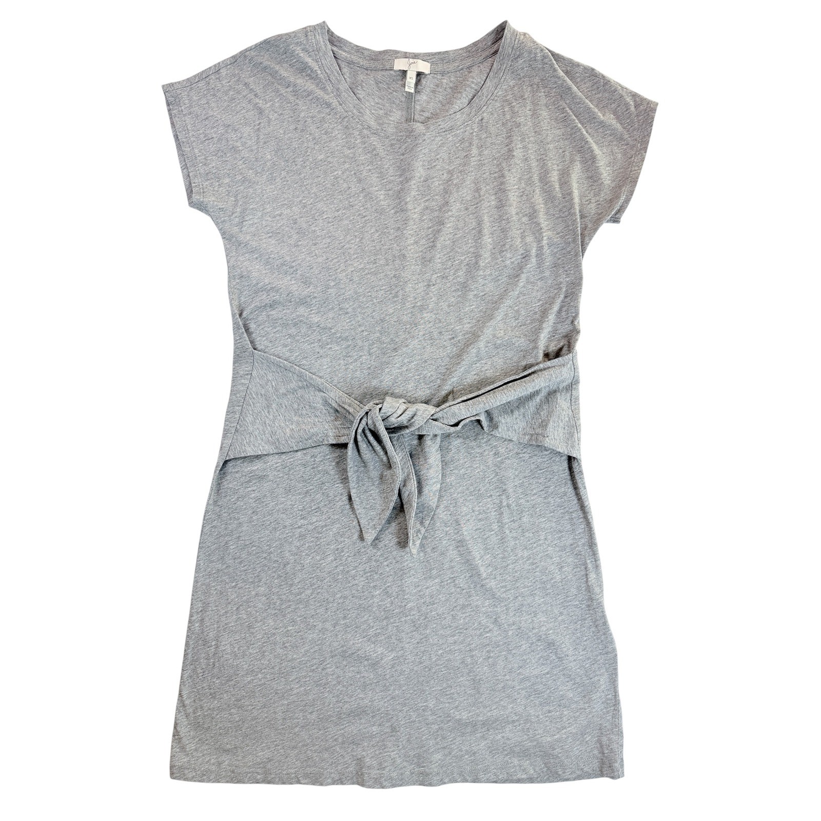 Joie T-Shirt Dress Womens XS Gray Front Tie Waist Cotton Short Sleeve Mini