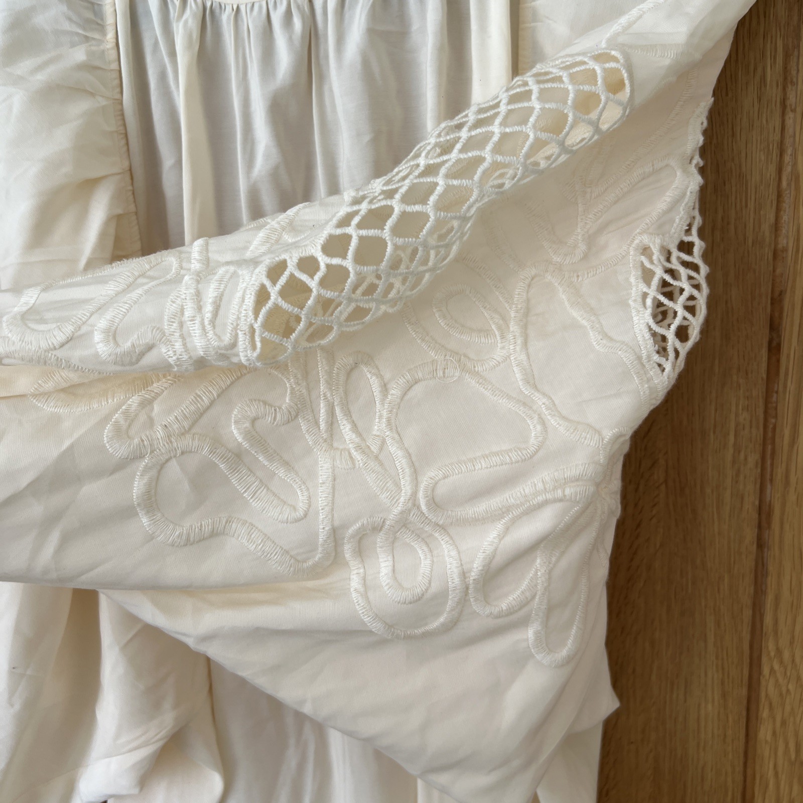 H&m Blogger Summer Voluminous Cream Dress Embroidered Low Back Size XL