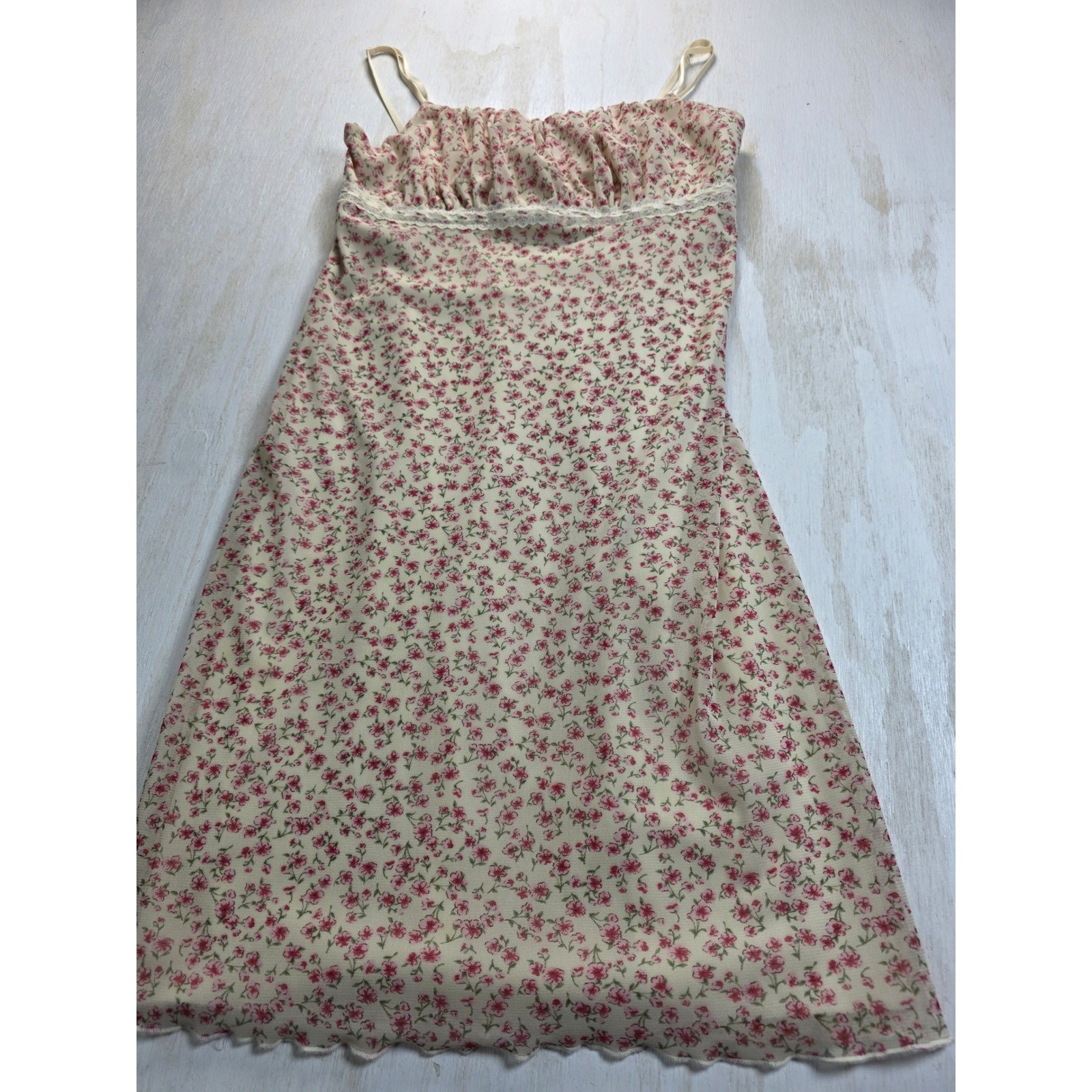 Rue 21 Options Vintage Y2K Floral Mesh Mini Dress Cottagecore Fairy Grunge L
