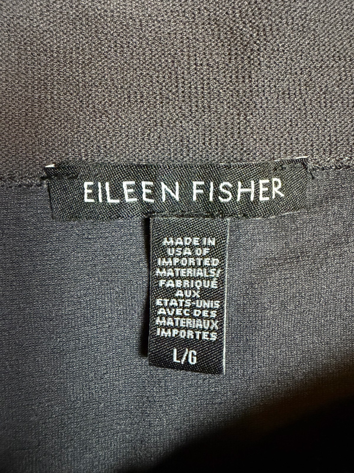 Eileen Fisher Washable Stretch Crepe Shift Dress Womens Large Gray 3/4 Sleeve