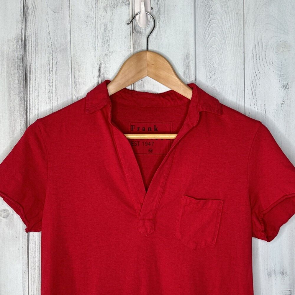 FRANK & EILEEN LAUREN HERITAGE JERSEY SHORT SLEEVE KNIT POLO SHIRT DRESS RED XS
