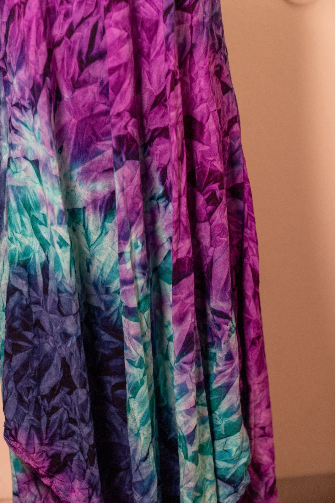 India Boutique Womens One Size Purple Blue Green Tie Dye Cotton Maxi Sundress