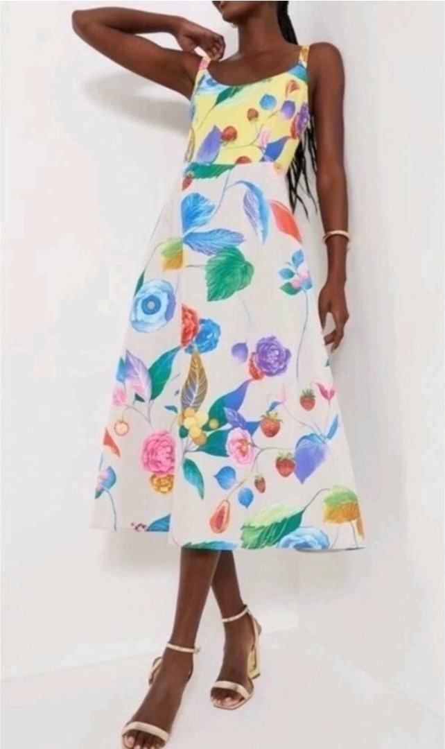 Nwt Tuckernuck Vivid Jardin Floral Dominique Midi Dress Size Med