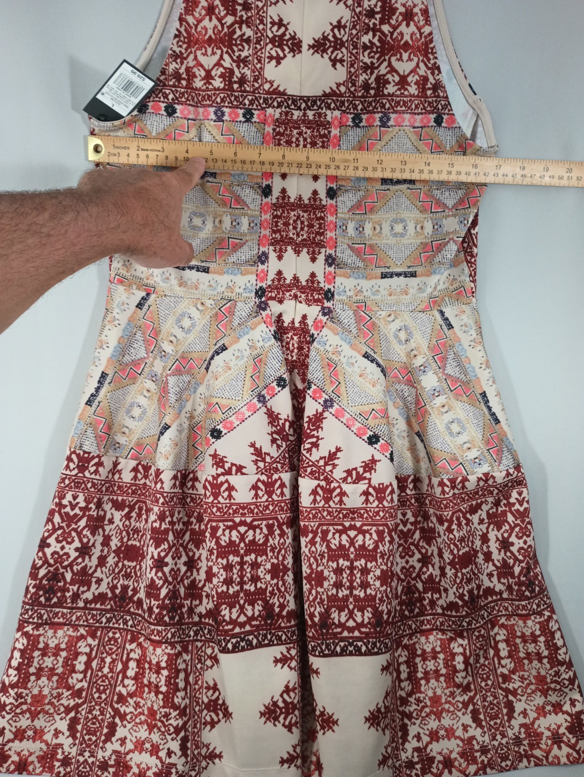 Mossimo NEW Large Brick House Multicolor Dress Midi Flare Rear Zip FAST Shipping