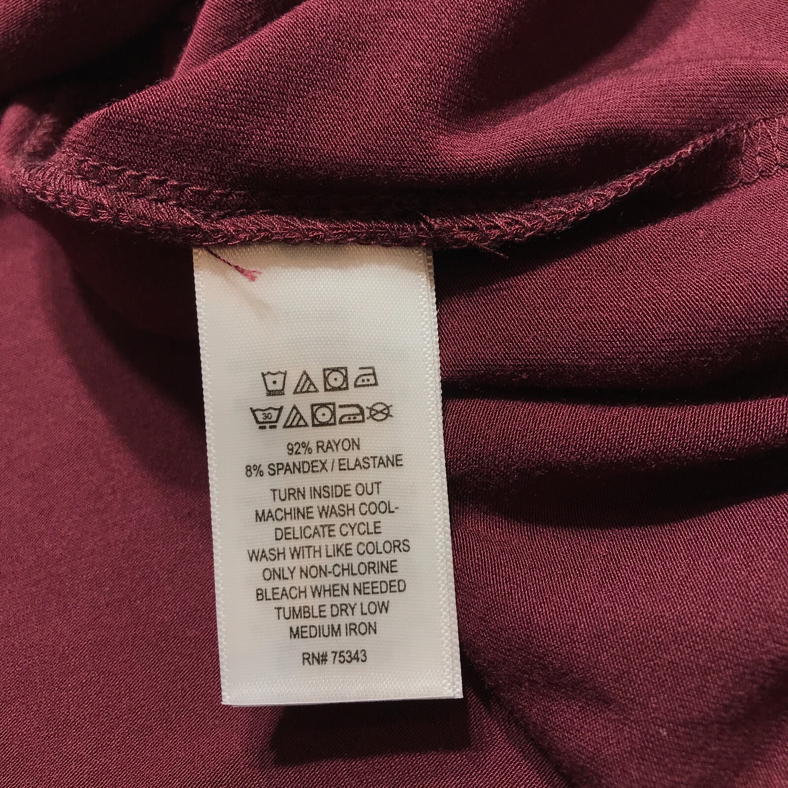 Jones New York T-Shirt Dress Size Large Lightweight Maroon Sleeve Casual Stretch