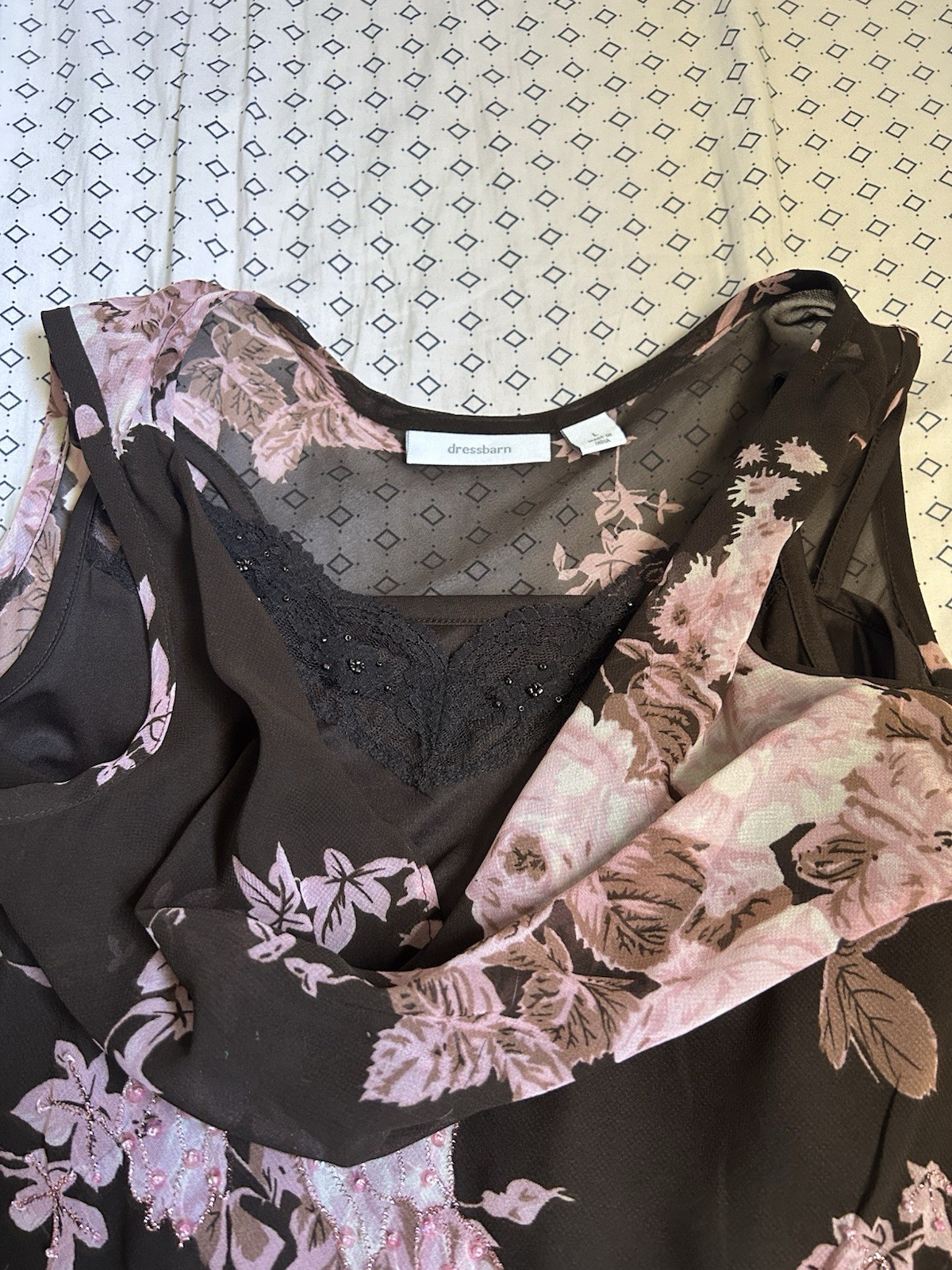 Dressbarn true vintage floral Slip Cowl neck Maxi Dress